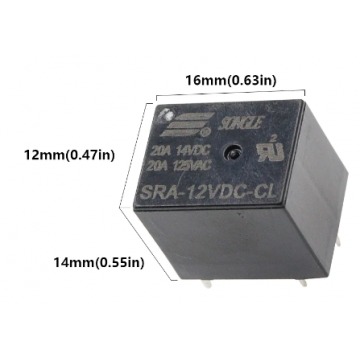 Relé SRA-12VDC-CL, 12V DC/14V DC 20A